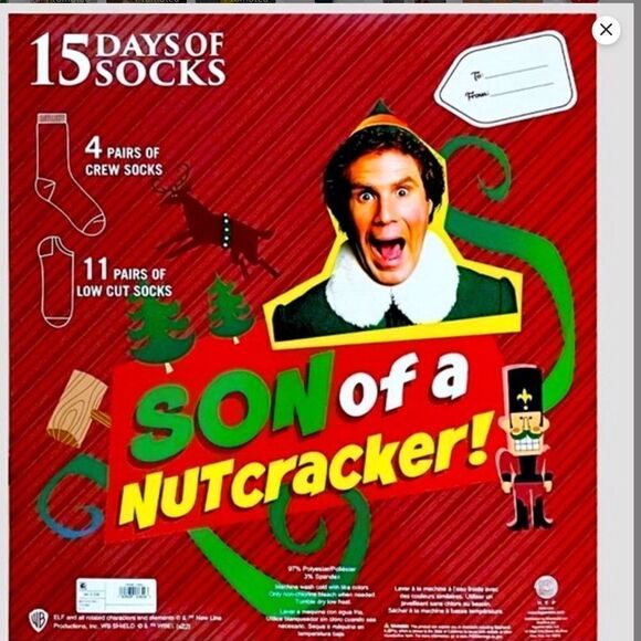 NWT Men’s Elf 15 Days of Socks Advent Calendar - Picture 2 of 4